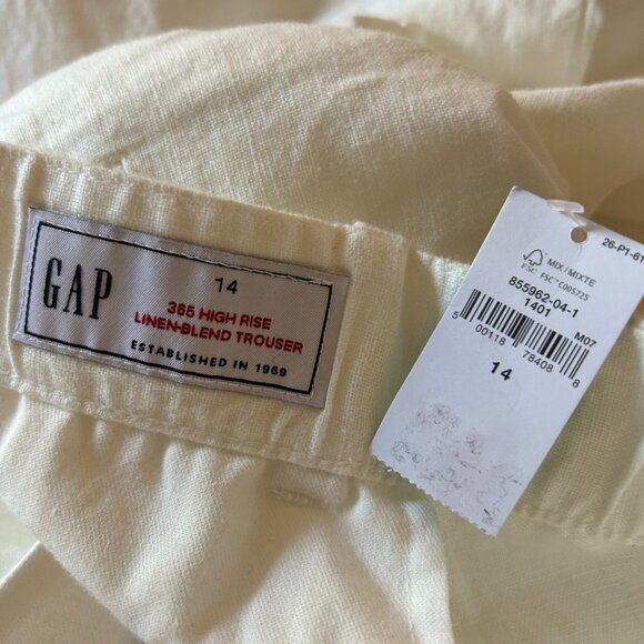 Gap White Size 14 High Rise Linen-Cotton Trousers - Picture 5 of 5